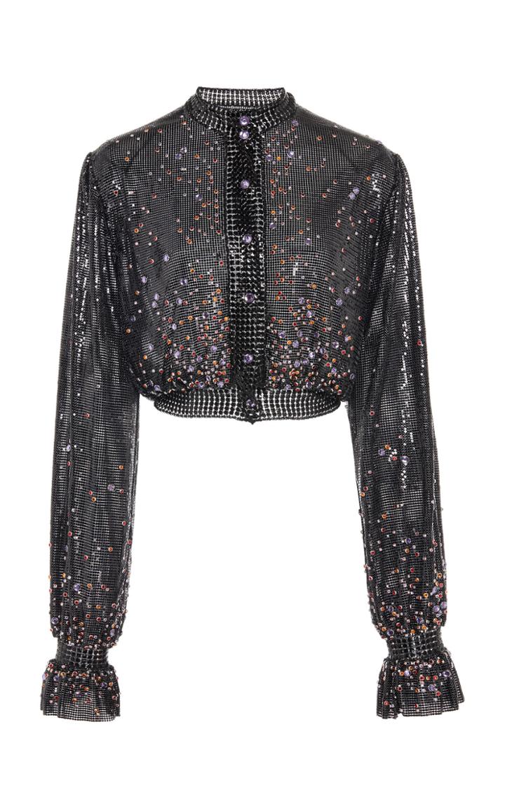 Moda Operandi Paco Rabanne Crystal-embellished Chainmail Cropped Blouse Size: 34