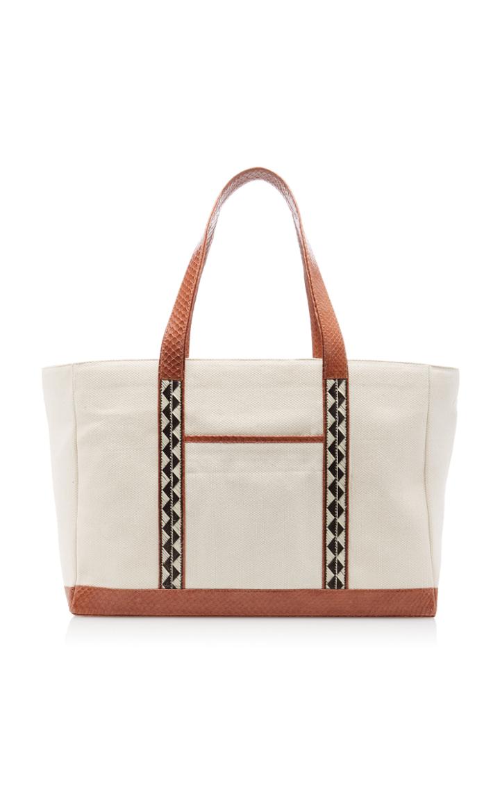 Adriana Castro Snake-trimmed Canvas Tote