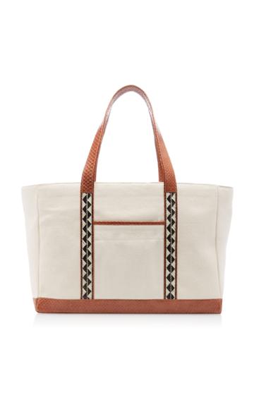 Adriana Castro Snake-trimmed Canvas Tote