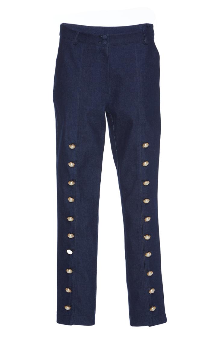 Giuseppe Di Morabito Pearl Embellished Denim Cigarette Pants