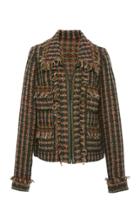 Anna Sui Forget Me Not Fringed Tweed Jacket
