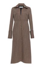 Victoria Beckham Tailored Convertible Plaid Tweed Wool Coat