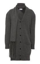Salvatore Ferragamo Virgin Wool Longline Cardigan With Scarf Neckline