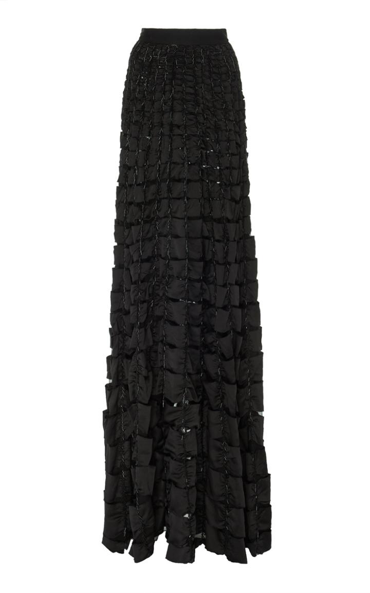 Naeem Khan Satin-trimmed Tulle Maxi Skirt