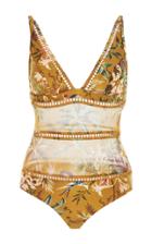 Zimmermann Tropical Floral Plunge Swimsuit