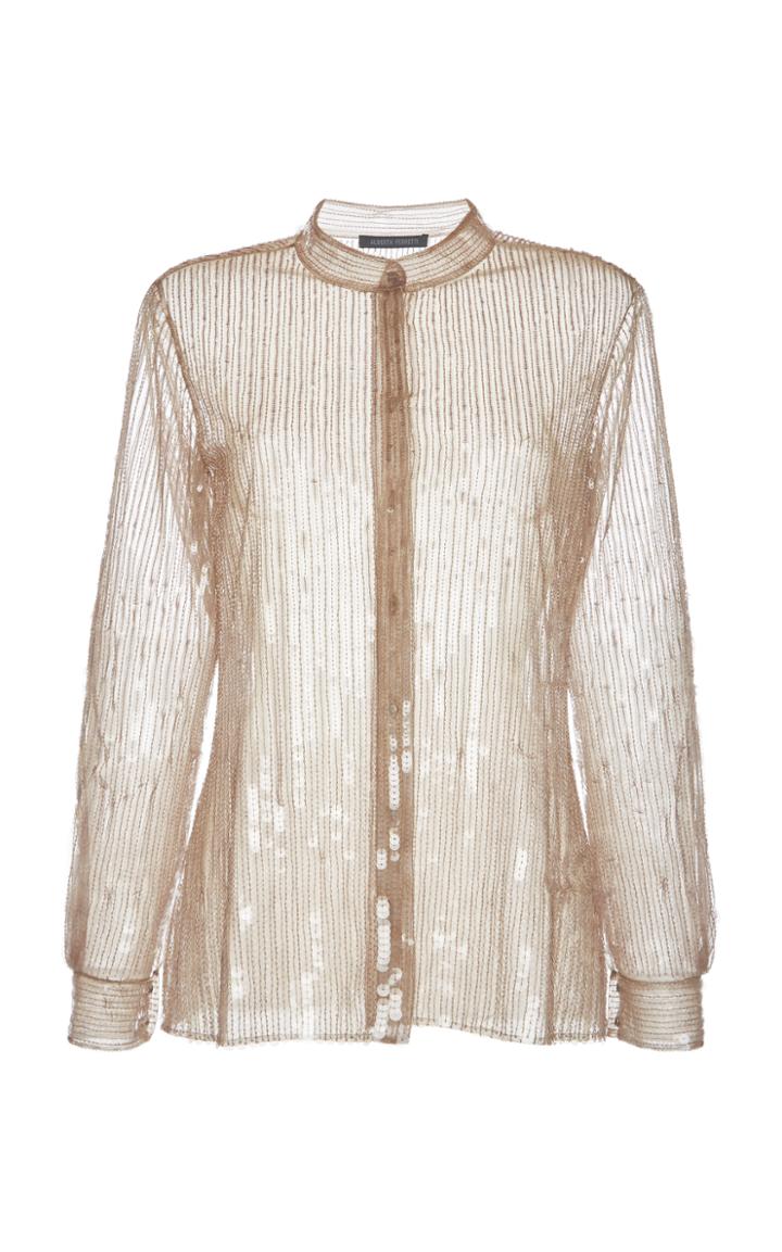Alberta Ferretti Sequin Long Sleeve Blouse