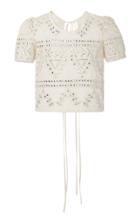 Alix Of Bohemia Jasmine Embroidered Silk And Cotton-blend Top