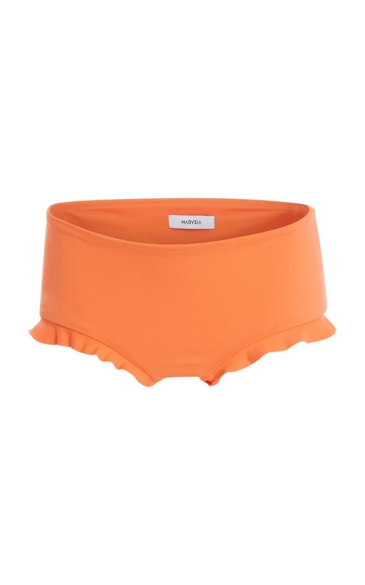 Marysia Swim Oxford Ruffled Mid-rise Bikini Bottoms