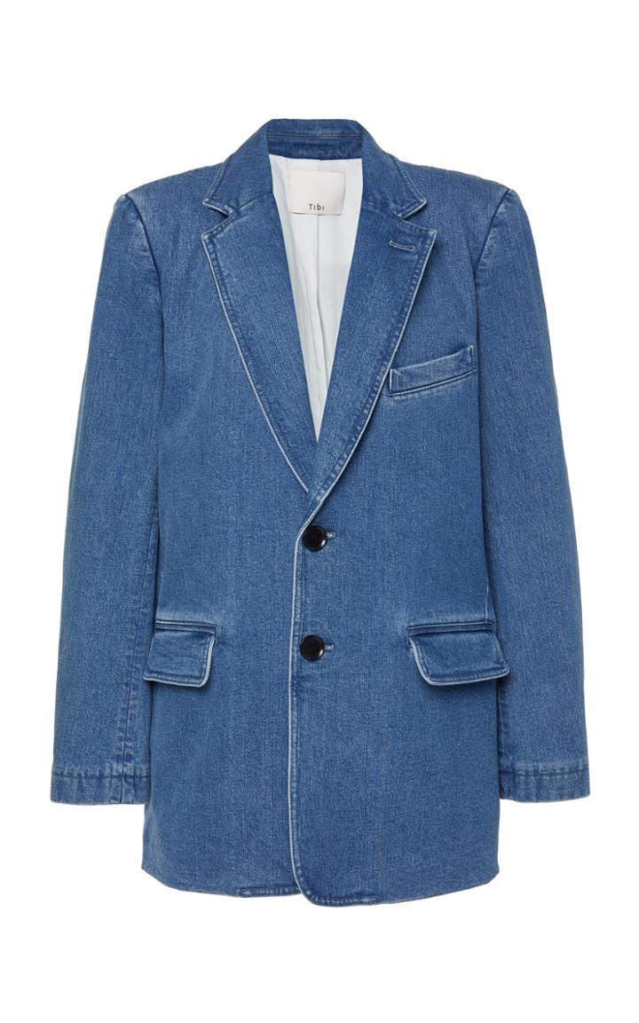 Tibi Stone Washed Denim Blazer