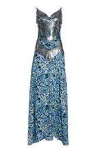 Paco Rabanne Floral-print Chainmail And Crepe Maxi Dress