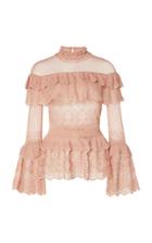 Zuhair Murad Deco Lace-trimmed Rib Knit Top