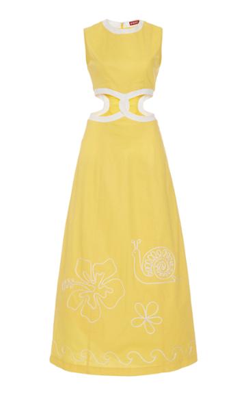 Staud Colada Linen Blend Cutout Dress