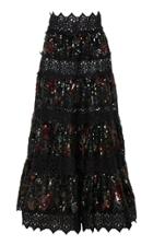 Costarellos Ruffle Lace Sequin Skirt