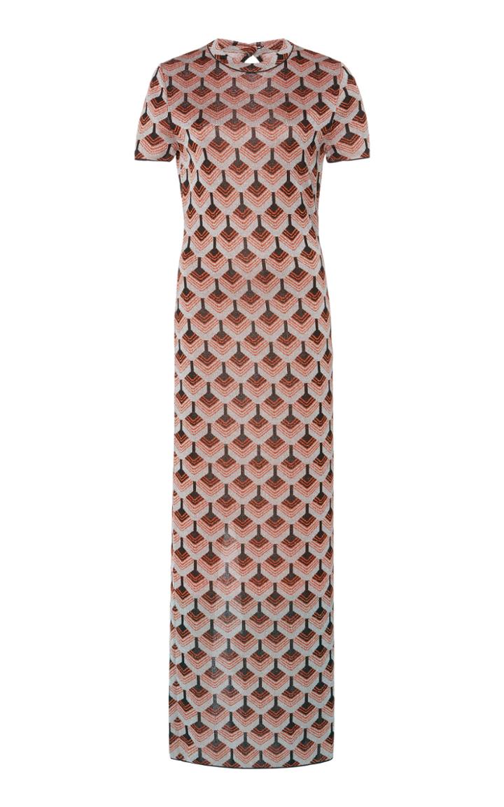 Paco Rabanne Printed Lurex Maxi Dress