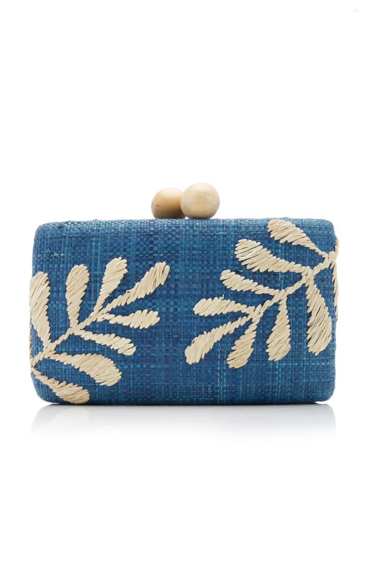 Kayu Noreen Embroidered Raffia Clutch
