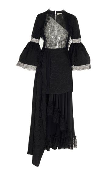 Preen By Thornton Bregazzi Flory Lace-trimmed Layered Silk Jacquard Dress