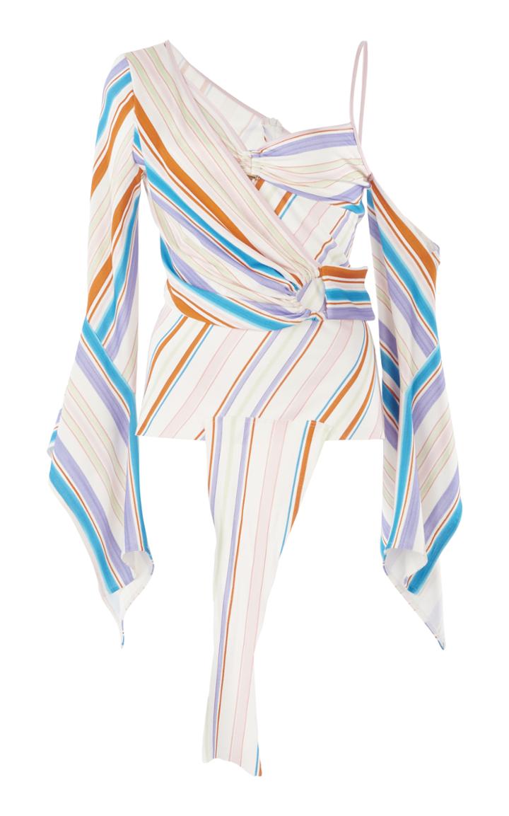 Peter Pilotto Striped Jersey Half Wrap Top