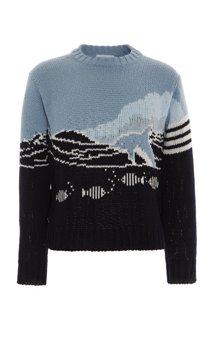 Thom Browne Dolphin Intarsia-knit Cotton-blend Sweater