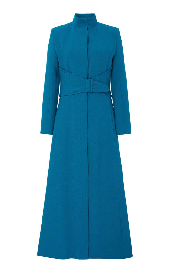 Rebecca De Ravenel Belted Longline Wool Dress