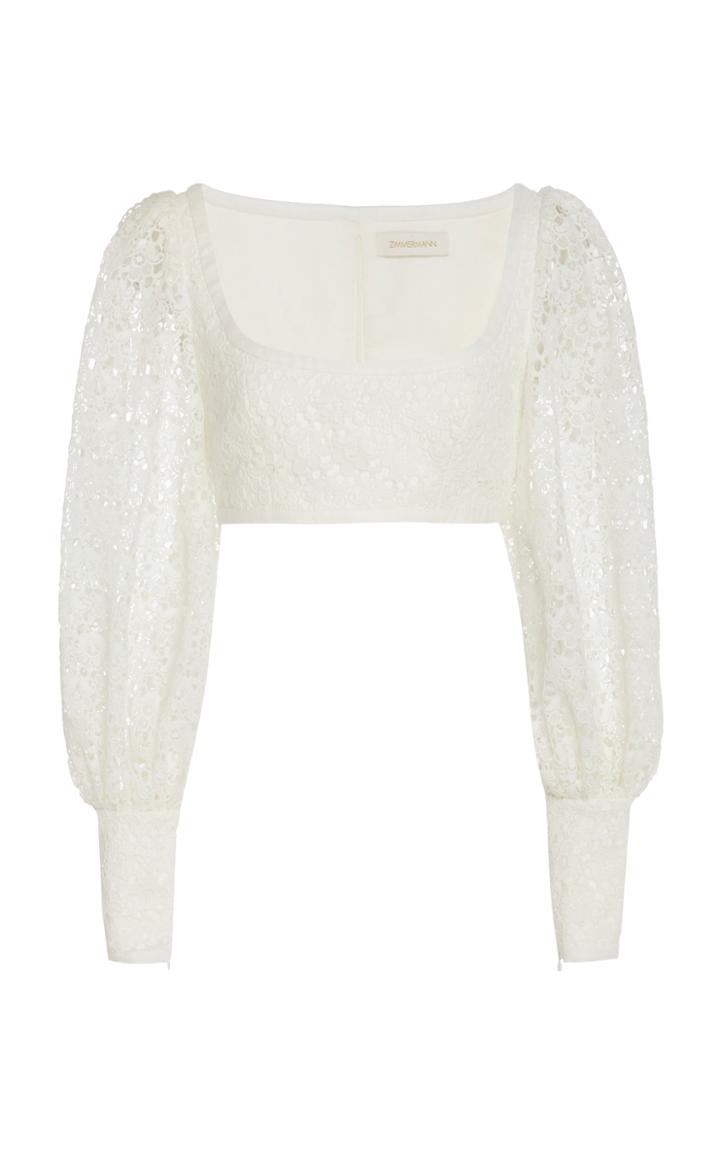Zimmermann Cropped Cotton Lace Top