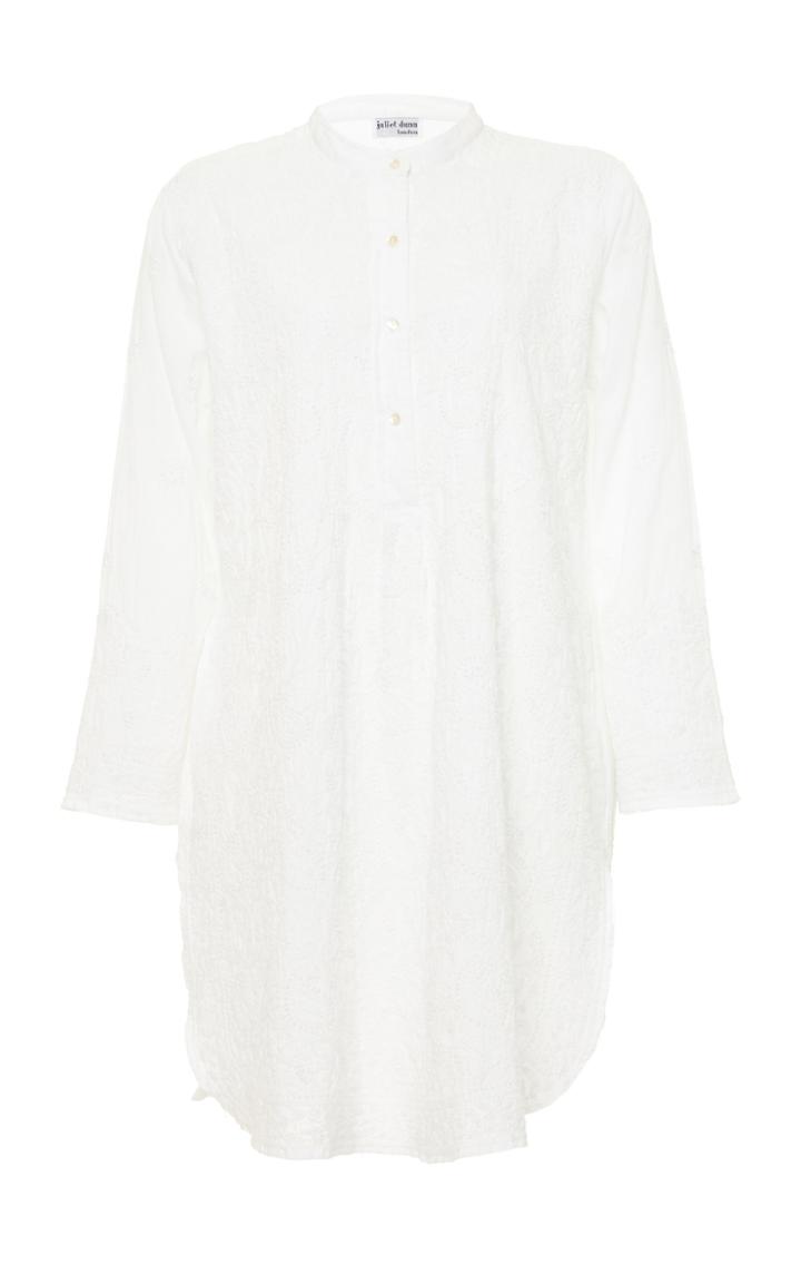 Juliet Dunn Embroidered Cotton Boyfriend Shirt
