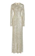 Naeem Khan Sequined One-shoulder Long Sleeve Gown