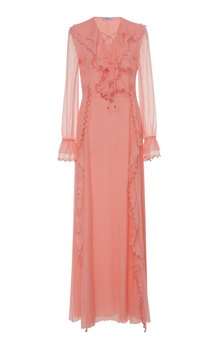 Blumarine Ruffle Silk Maxi Dress