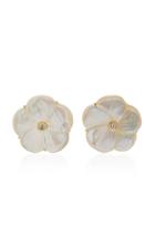 Bahina 18k Gold Mother Of Pearl And Green Amethyst Stud Earrings