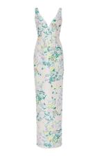 Pamella Roland Floral Jacquard Gown