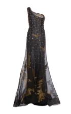 Alberta Ferretti One Shoulder Embroidered Gown