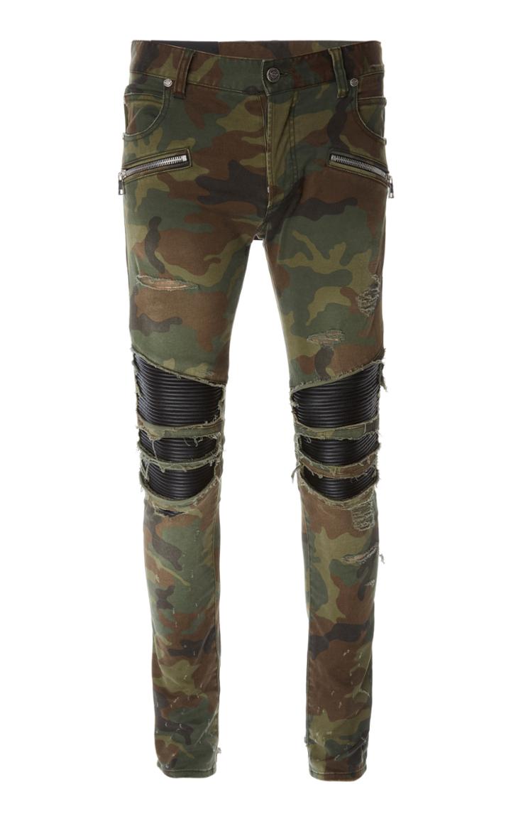 Balmain Faux Leather Inserts Slim Jean