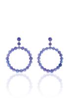 Nina Runsdorf M'o Exclusive Carved Iolite Bead Round Frontal Hoop Earring