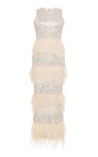 Rachel Gilbert Dixie Feather-embellished Georgette Gown