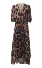 Ganni Leopard-print Stretch-jersey Wrap Midi Dress