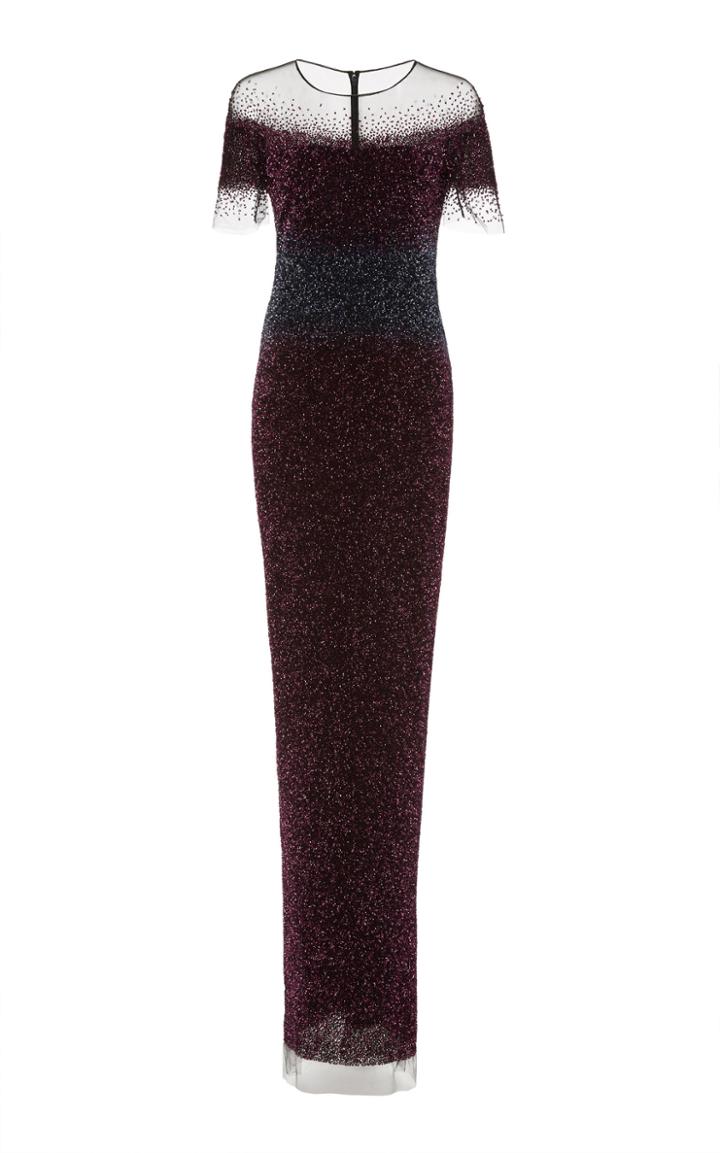 Pamella Roland Amethyst & Navy Ombre Sequin Gown