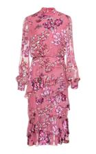 Saloni Issa Ruffled Floral-print Silk-chiffon Dress