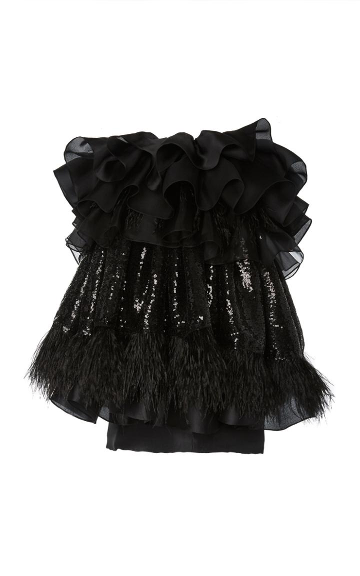 Prabal Gurung Florence Ruffle Sequin Jacquard Mini Dress