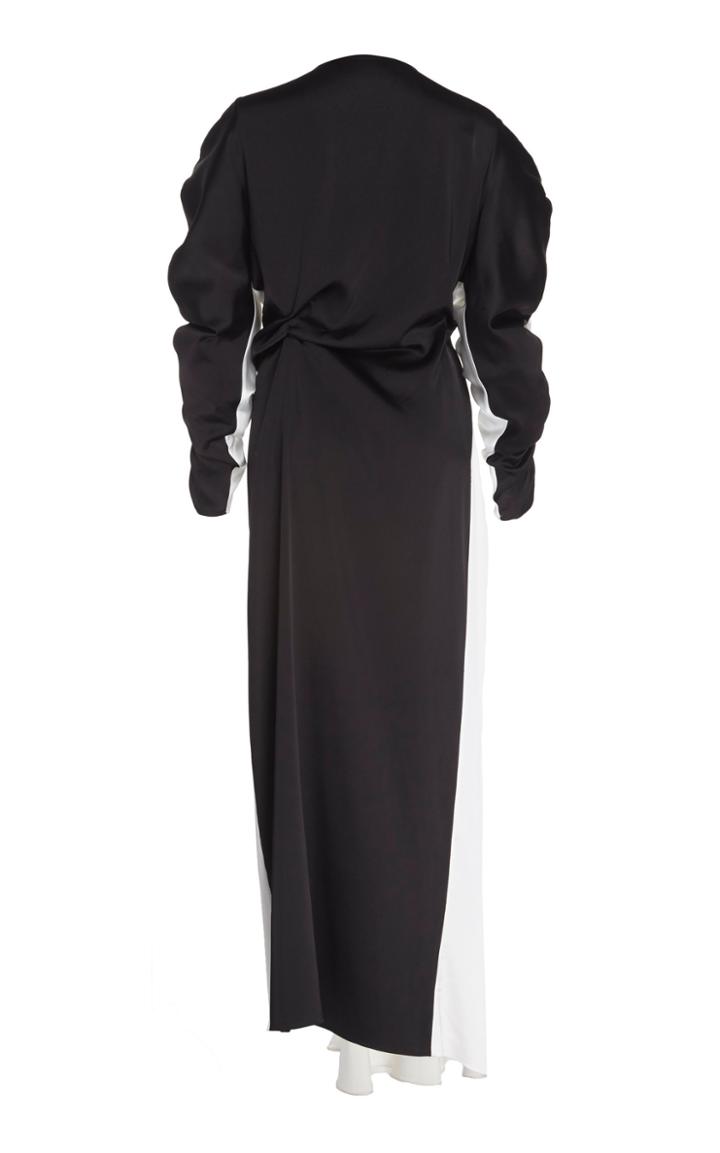 A.w.a.k.e. Reversible Gathered Crepe De Chine Maxi Dress