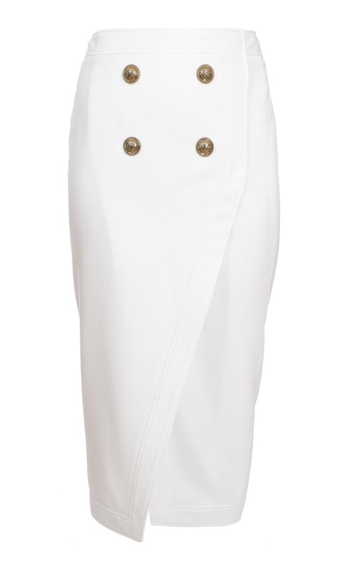 Balmain High-rise Stretch-wool Midi Skirt