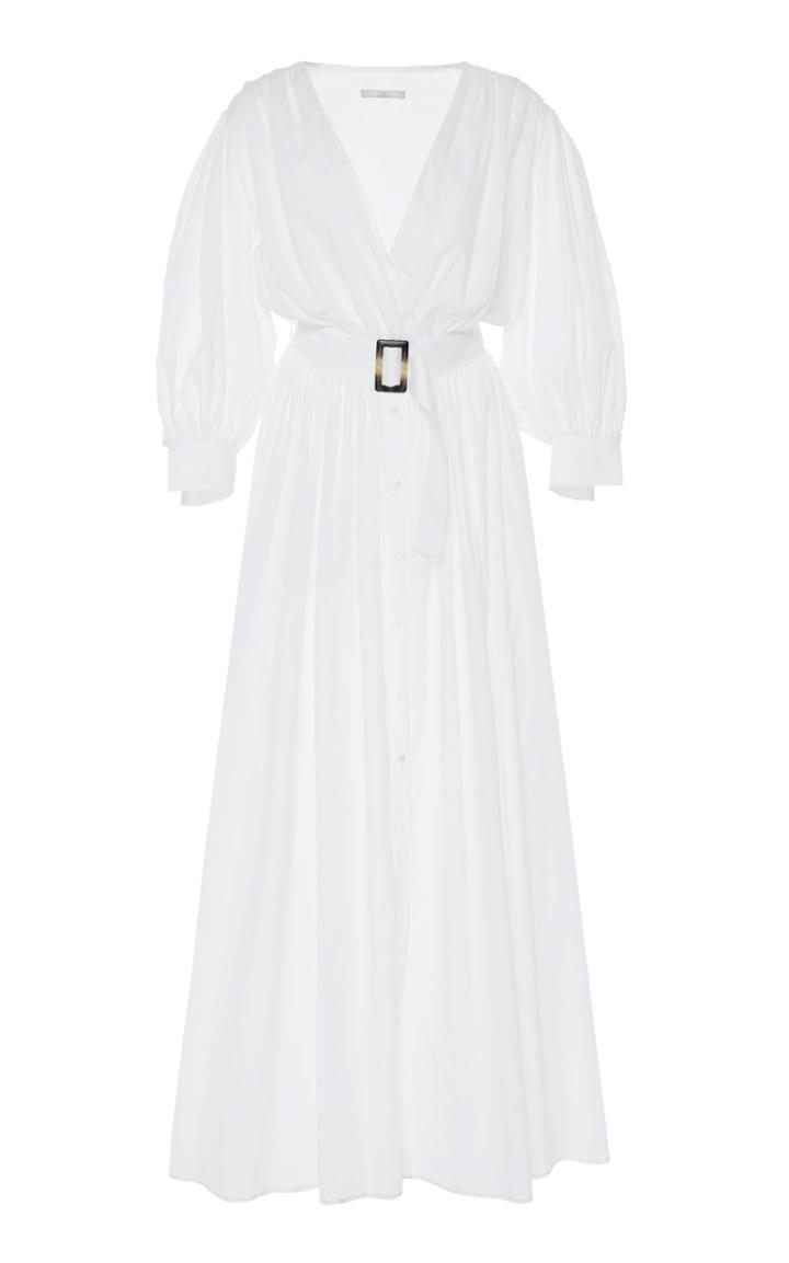 White Story Aphrodite Grecian Pleated Cotton Dress