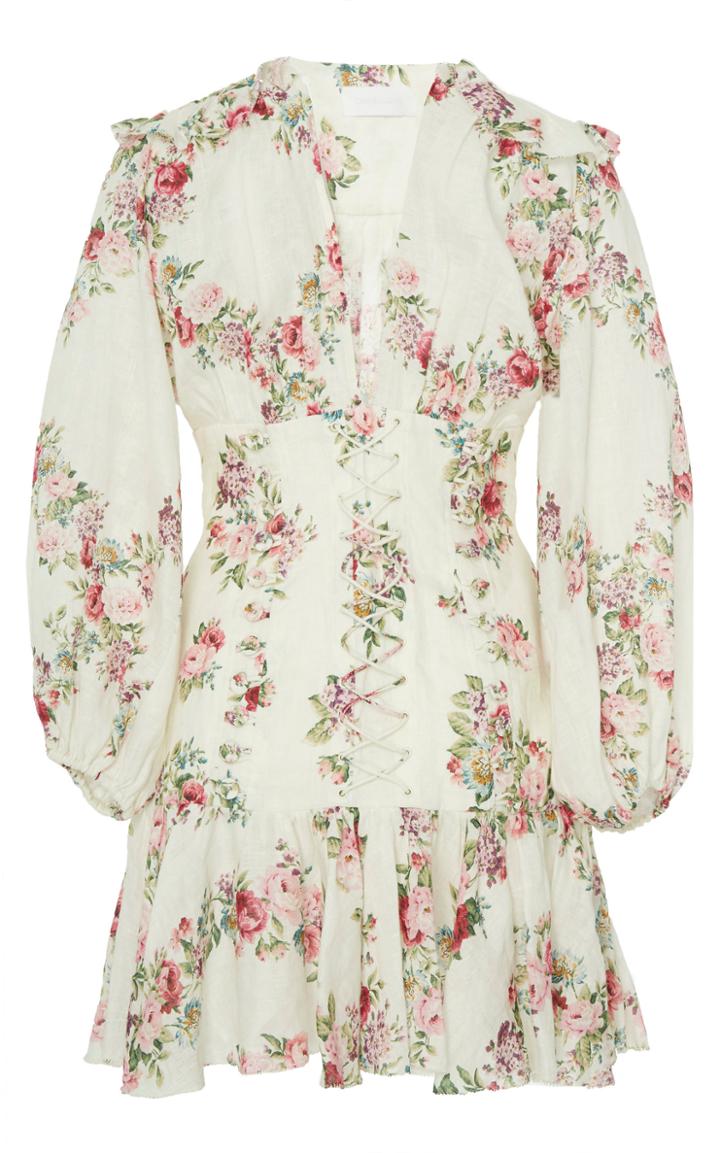 Zimmermann Honour Floral-print Linen Mini Dress