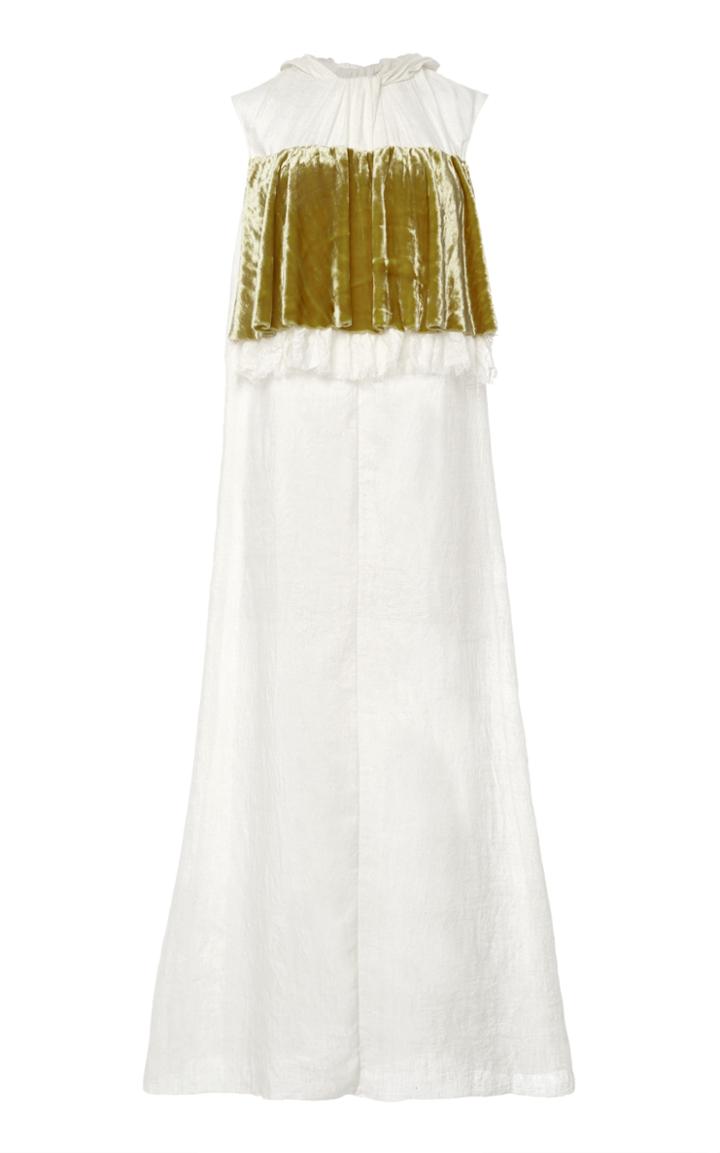 Moda Operandi Prada Velvet Bib Silk Dress Size: 36