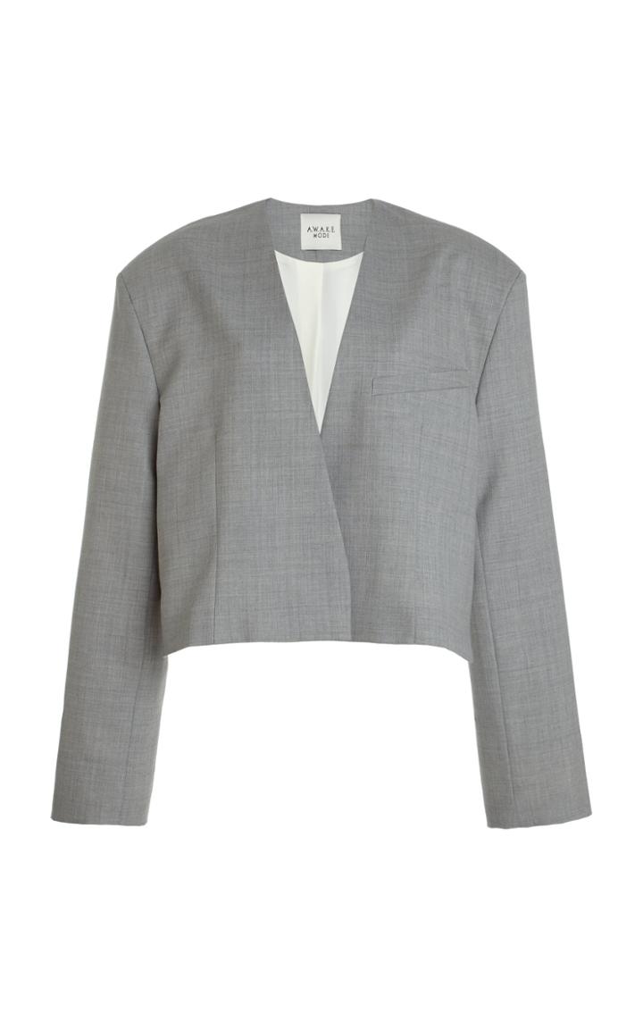 Moda Operandi A.w.a.k.e. Mode Oversized Cropped Wool Blazer