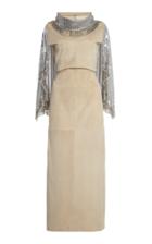 Moda Operandi Paco Rabanne Cape-effect Suede Dress