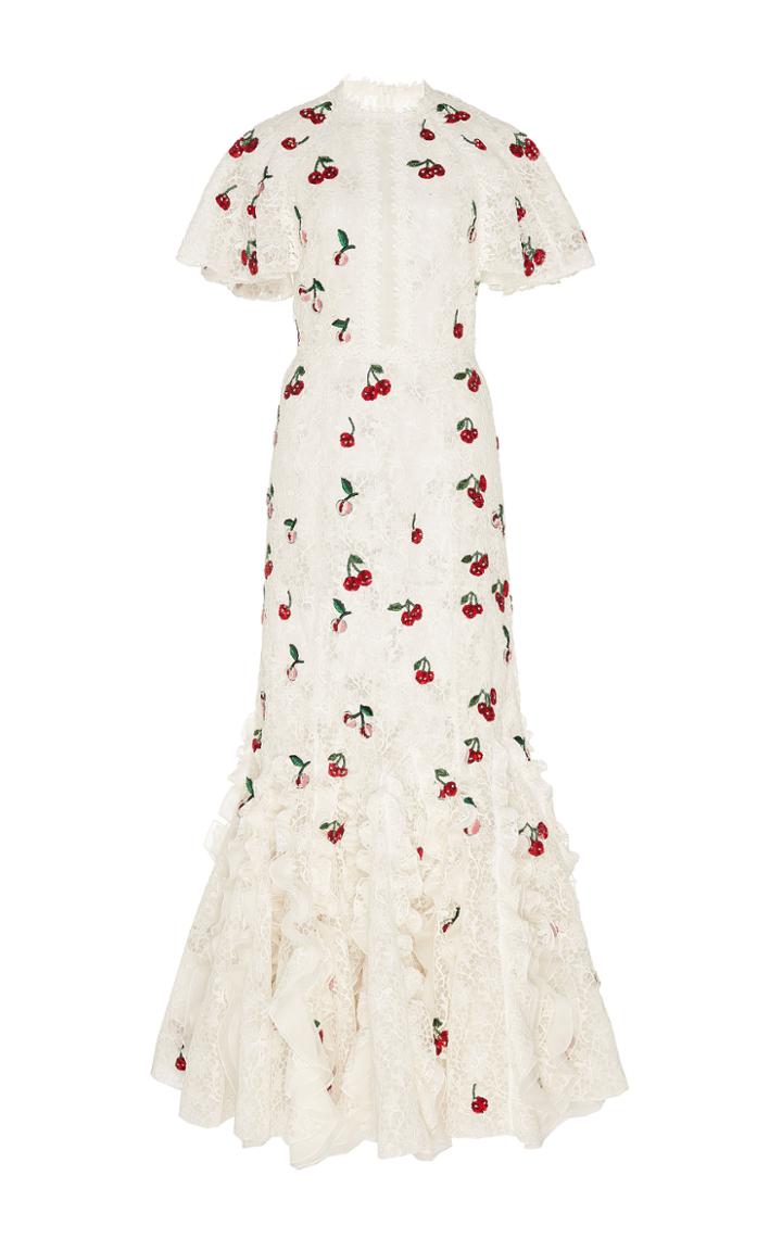 Giambattista Valli Flutter Sleeve Cherry Gown