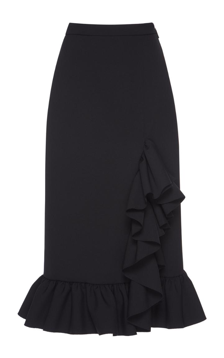 Msgm Ruffled Crepe Pencil Skirt