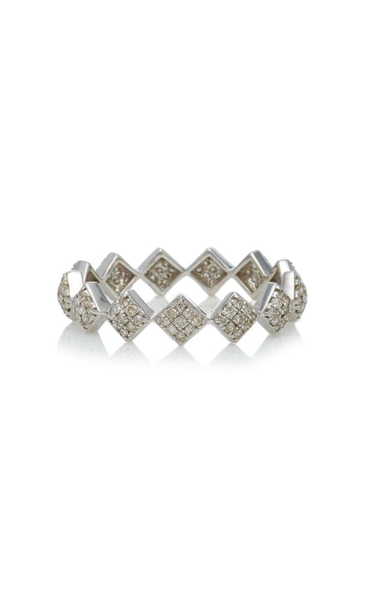 Ofira 18k White Gold Diamond Tattoo Band Ring