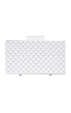 L'afshar Silver Crystal Cut Clutch