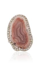 Kimberly Mcdonald One-of-a-kind Agate Ring With Diamonds Set In 18k White Gold