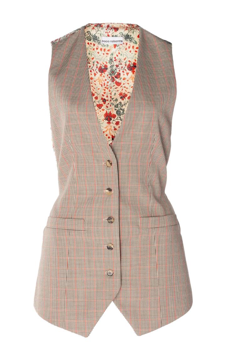 Paco Rabanne Checked Wool-blend Vest